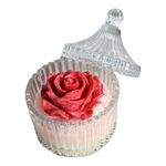 Load image into Gallery viewer, Decorative glass container with a red rose inside on a white background
